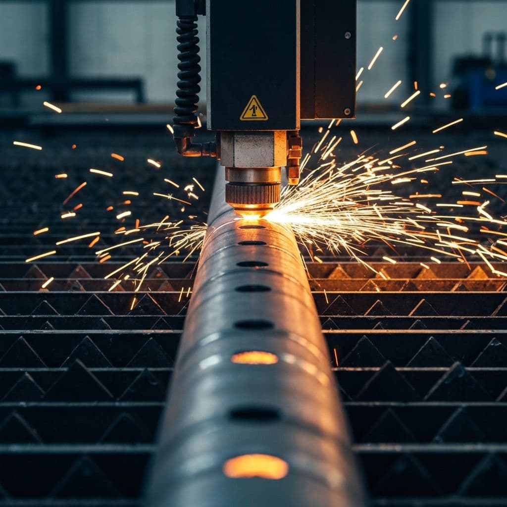 Tube laser cutting industrial steel